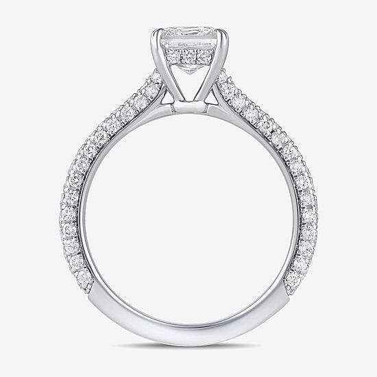 Signature By Modern Bride (F / Si1) Womens 1 3/4 CT. T.W. Lab Grown White Diamond 10K Gold Side Stone Engagement Ring