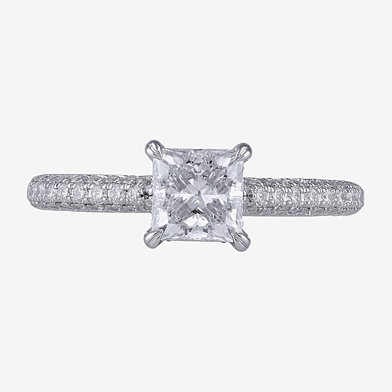 Signature By Modern Bride (F / Si1) Womens 1 3/4 CT. T.W. Lab Grown White Diamond 10K Gold Side Stone Engagement Ring