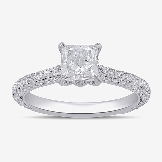 Signature By Modern Bride (F / Si1) Womens 1 3/4 CT. T.W. Lab Grown White Diamond 10K Gold Side Stone Engagement Ring