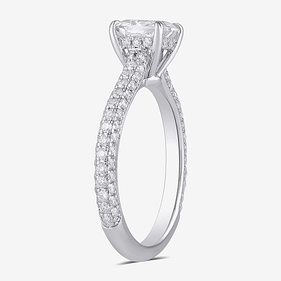 Signature By Modern Bride (F / Si1) Womens 1 3/4 CT. T.W. Lab Grown White Diamond 10K Gold Side Stone Engagement Ring