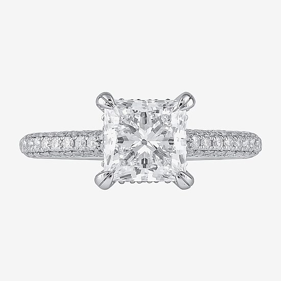 Signature By Modern Bride (F / Si1) Womens 2 3/4 CT. T.W. Lab Grown White Diamond 14K Gold Side Stone Engagement Ring