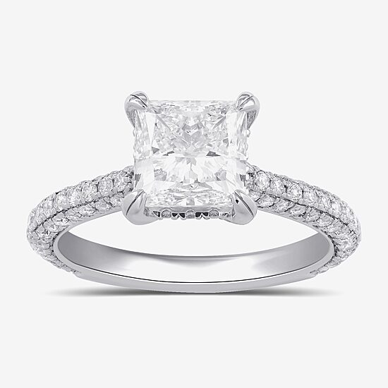 Signature By Modern Bride (F / Si1) Womens 2 3/4 CT. T.W. Lab Grown White Diamond 14K Gold Side Stone Engagement Ring