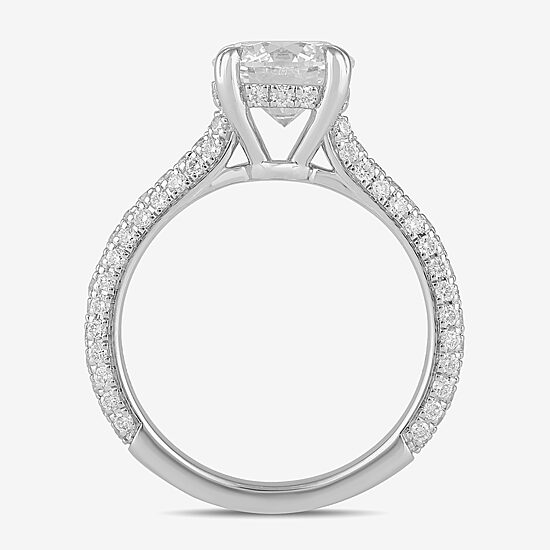 Signature By Modern Bride (F / Si1) Womens 2 3/4 CT. T.W. Lab Grown White Diamond 14K Gold Round Side Stone Engagement Ring