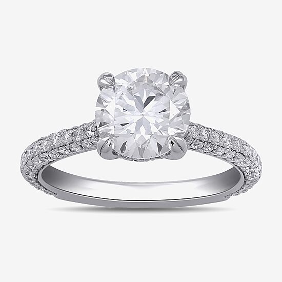 Signature By Modern Bride (F / Si1) Womens 2 3/4 CT. T.W. Lab Grown White Diamond 14K Gold Round Side Stone Engagement Ring