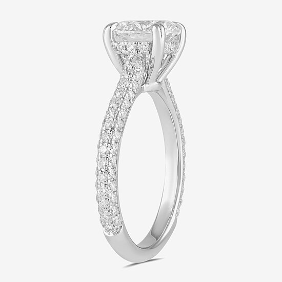 Signature By Modern Bride (F / Si1) Womens 2 3/4 CT. T.W. Lab Grown White Diamond 14K Gold Round Side Stone Engagement Ring