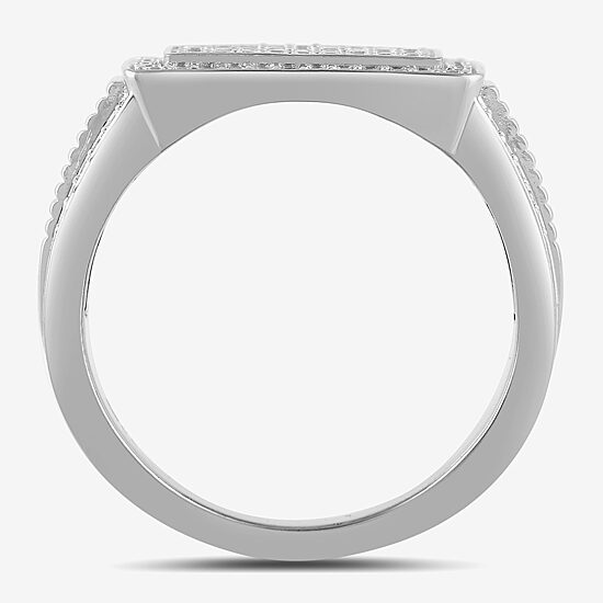Mens 5/8 CT. T.W. Lab Grown White Diamond Sterling Silver Cluster Fashion Ring