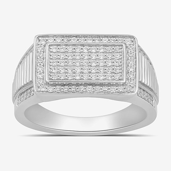 Mens 5/8 CT. T.W. Lab Grown White Diamond Sterling Silver Cluster Fashion Ring