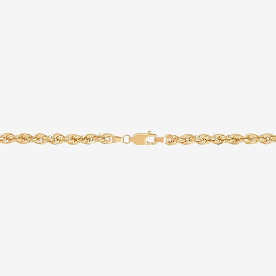 Unisex Adult 10K Gold 24 Inch Rope Chain Necklace