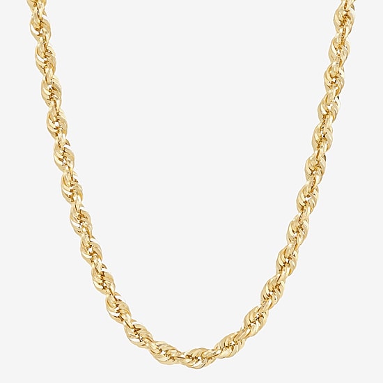 Unisex Adult 10K Gold 24 Inch Rope Chain Necklace