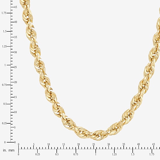 Unisex Adult 10K Gold 24 Inch Rope Chain Necklace