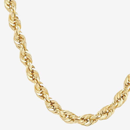 Unisex Adult 10K Gold 24 Inch Rope Chain Necklace