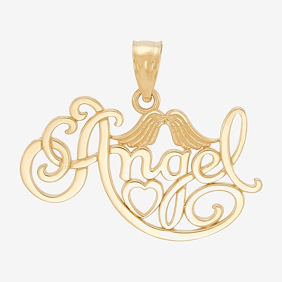 Womens 14K Gold Angel Pendant
