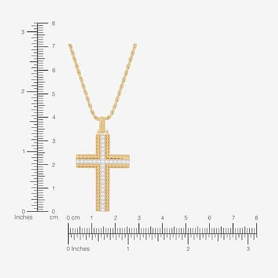 Mens Cubic Zirconia 14K Gold Over Silver Pendant Necklace