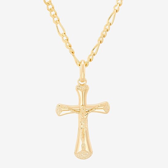 Mens 14K Gold Over Silver Sterling Silver Cross Pendant