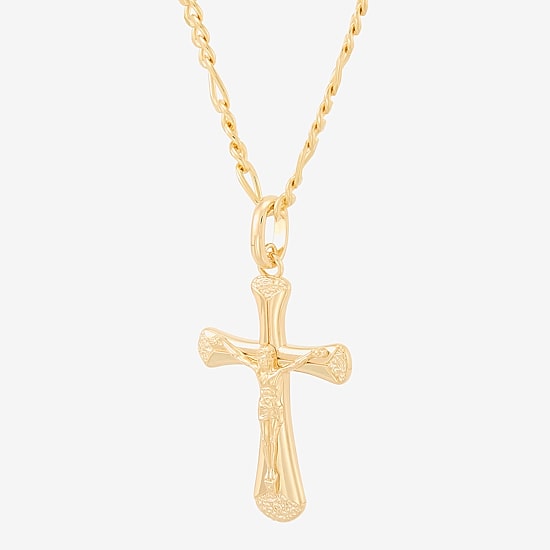 Mens 14K Gold Over Silver Sterling Silver Cross Pendant