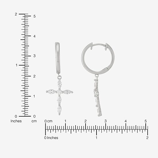 Diamonart Womens Cubic Zirconia Sterling Silver Cross Drop Earrings