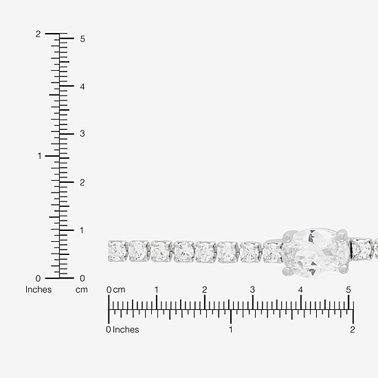 Diamonart Womens Cubic Zirconia Sterling Silver Oval 7.5 Inch Tennis Bracelet