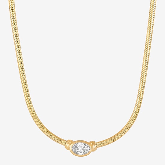 (H-I Womens 1/2 CT. T.W. Lab Grown White Diamond 14K Gold Over Silver Sterling Silver Oval 16 Inch Pendant Necklace