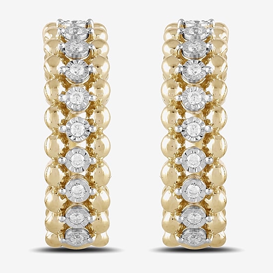 Womens 1/4 CT. T.W. Lab Grown White Diamond 14K Gold Over Silver Sterling Silver 24.6mm Hoop Earrings