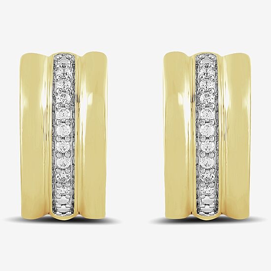 Womens 1/10 CT. T.W. Lab Grown White Diamond 14K Gold Over Silver Sterling Silver 13.7mm Hoop Earrings