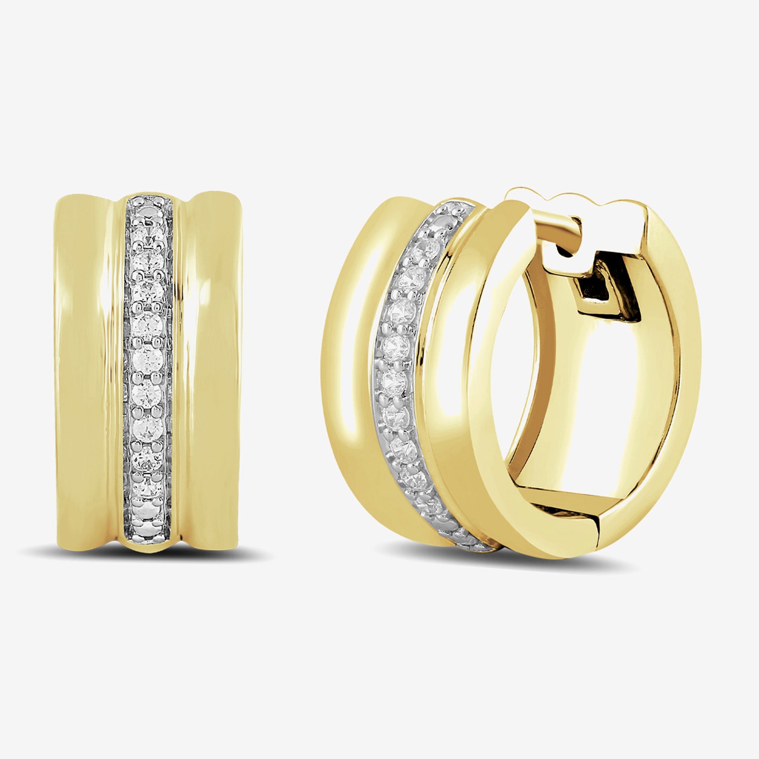 Womens 1/10 CT. T.W. Lab Grown White Diamond 14K Gold Over Silver Sterling Silver 13.7mm Hoop Earrings
