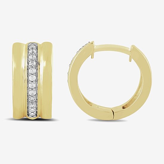 Womens 1/10 CT. T.W. Lab Grown White Diamond 14K Gold Over Silver Sterling Silver 13.7mm Hoop Earrings