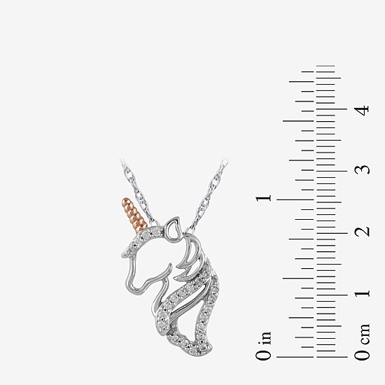 Unicorn Womens 1/10 CT. T.W. Lab Grown White Diamond 14K Rose Gold Over Silver Sterling Silver 18 Inch Pendant Necklace