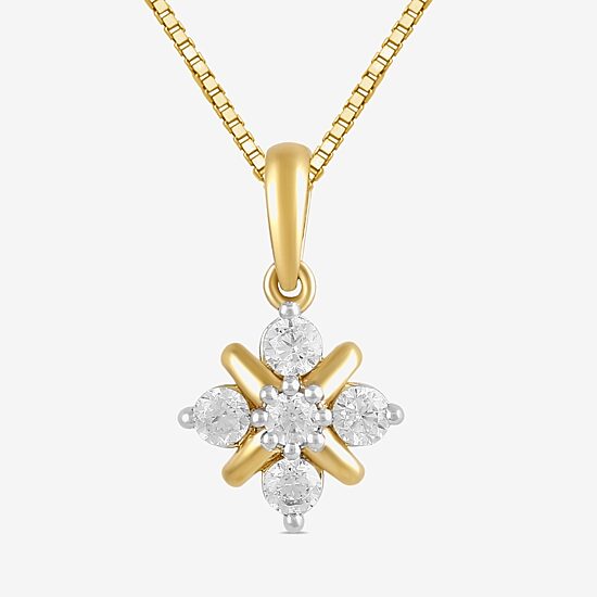 Womens 1/4 CT. T.W. Lab Grown White Diamond 14K Gold Over Silver Sterling Silver 18 Inch Pendant Necklace