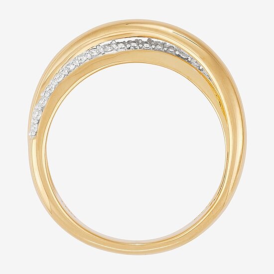 (H-I,Si1-Si2) Womens 1/4 CT. T.W. Lab Grown White Diamond 14K Gold Over Silver Sterling Silver Crossover Band