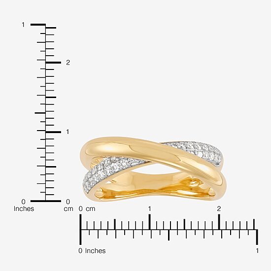 (H-I,Si1-Si2) Womens 1/4 CT. T.W. Lab Grown White Diamond 14K Gold Over Silver Sterling Silver Crossover Band