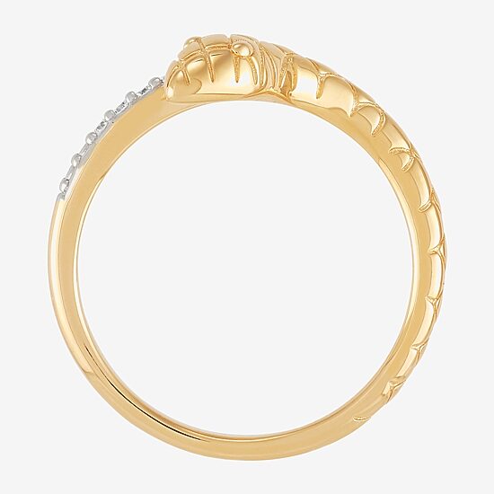 (H-I, Si2) Snake Womens Diamond Accent Lab Grown White Diamond Accent 14K Gold Over Silver Bypass  Band