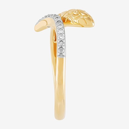 (H-I, Si2) Snake Womens Diamond Accent Lab Grown White Diamond Accent 14K Gold Over Silver Bypass  Band
