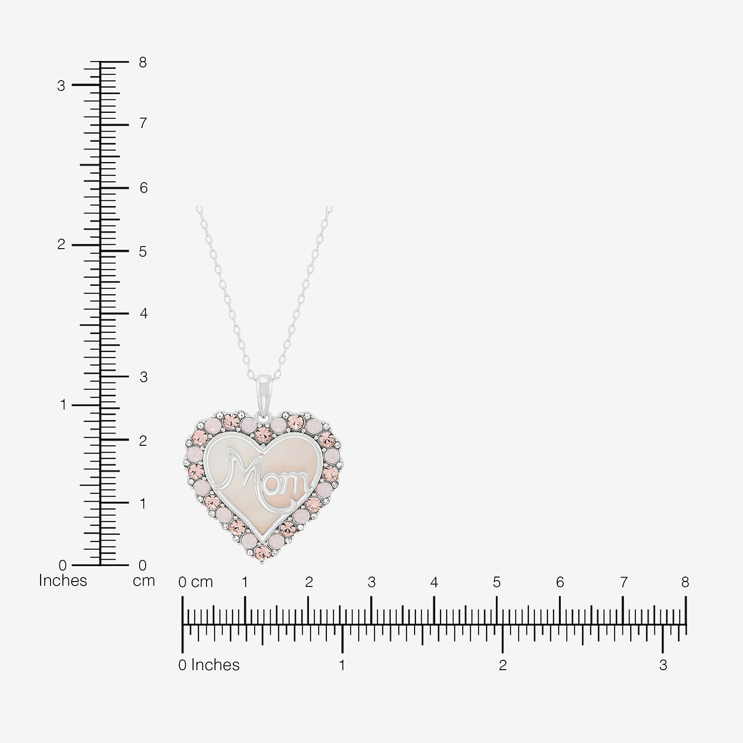 "Mom" Womens Pink Mother Of Pearl Sterling Silver Heart 16 Inch Pendant Necklace