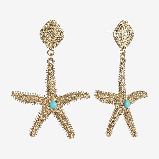 Bijoux Bar Womens Blue Glass Hypoallergenic Drop Earrings