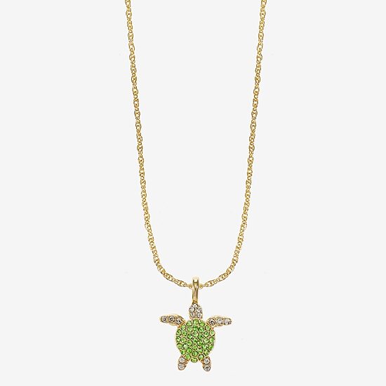 Monet Jewelry Womens Green Glass 17 Inch Pendant Necklace