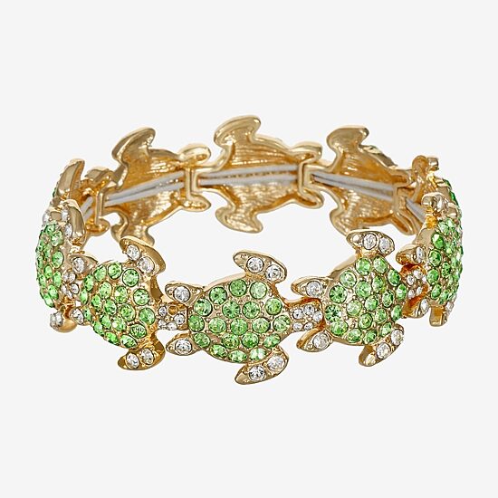Monet Jewelry Womens Green Glass Stretch Bracelet