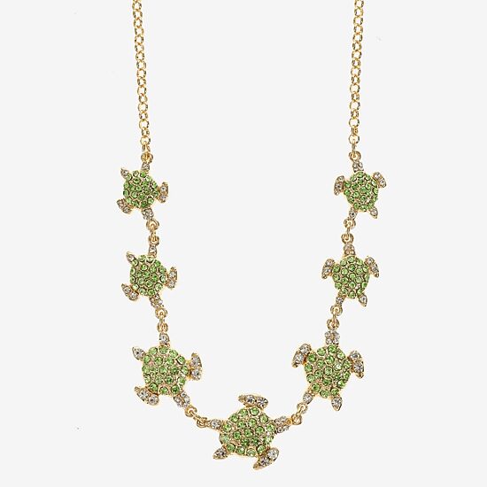Monet Jewelry Womens Green 17 Inch Collar Necklace