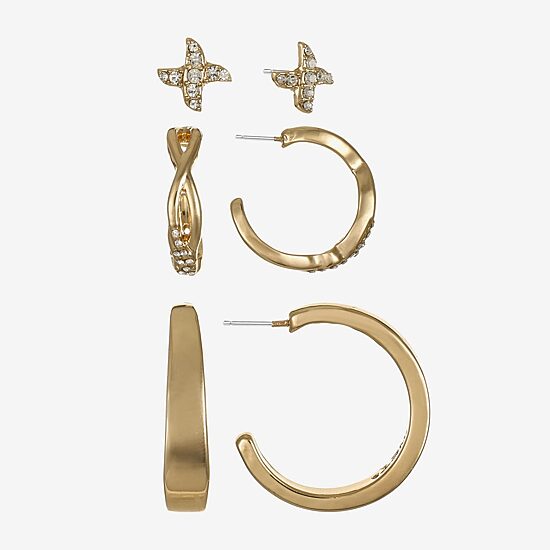 Monet Jewelry Womens Glass Hypoallergenic 3 Pair Earring Set