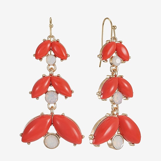 Liz Claiborne Womens Glass Drop Earrings