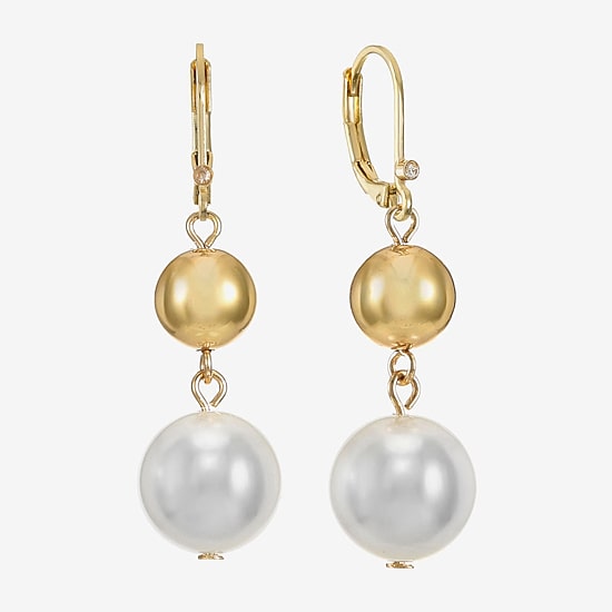 Monet Jewelry Womens Simulated Pearl Round Drop Earrings