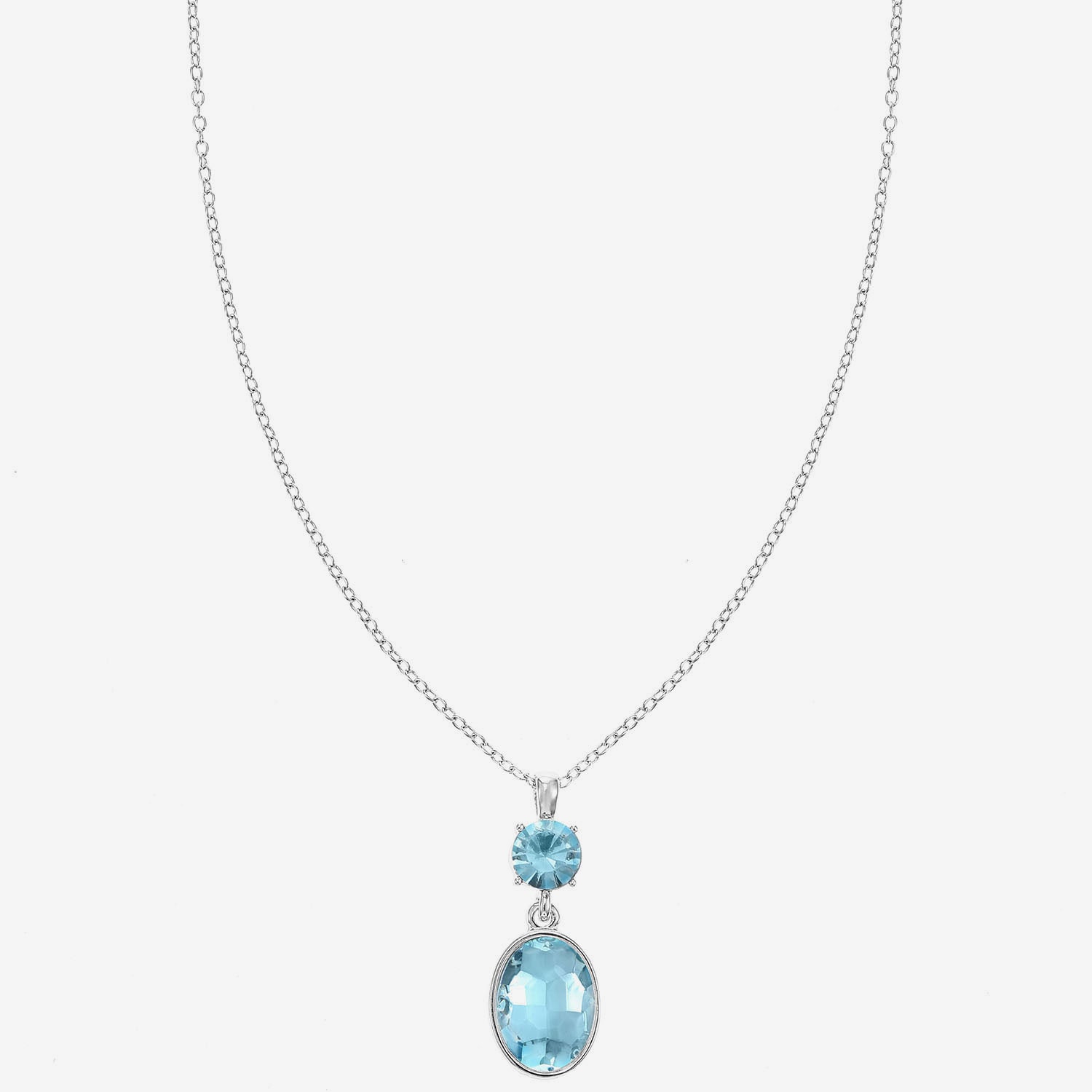 Monet Jewelry Womens Blue Glass Oval 17 Inch Pendant Necklace