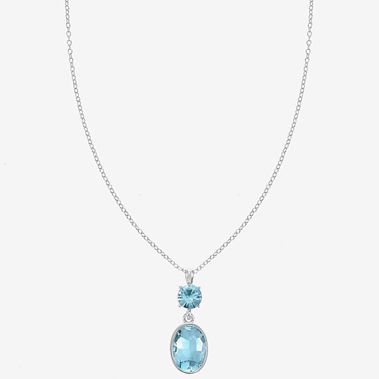 Monet Jewelry Womens Blue Glass Oval 17 Inch Pendant Necklace
