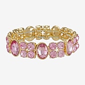 Monet Jewelry Womens Pink Glass Oval Stretch Bracelet