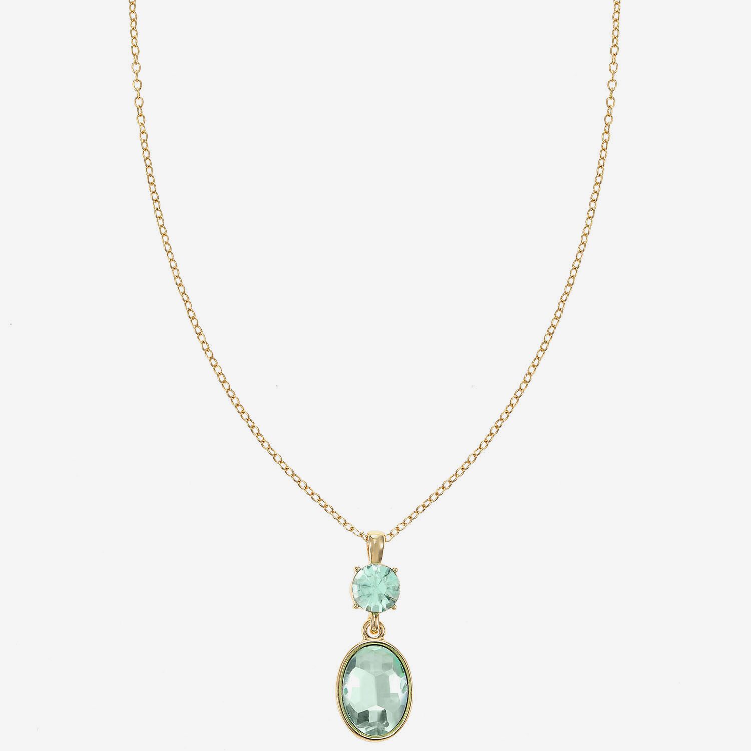 Monet Jewelry Womens Blue Glass Oval 17 Inch Pendant Necklace
