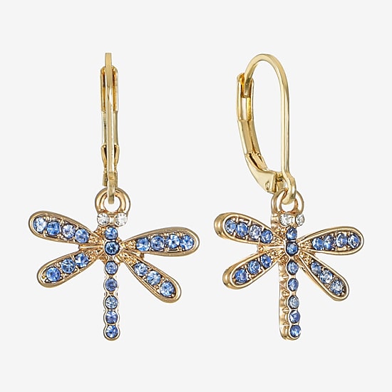 Monet Jewelry Womens Blue Glass Drop Earrings