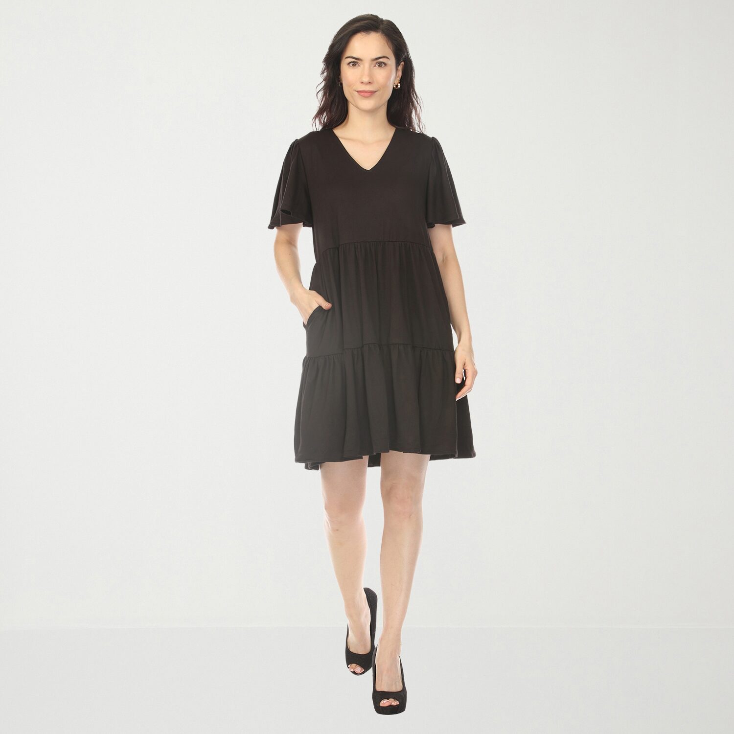 White Mark V-Neck Womens V Neck Short Sleeve A-Line Dress