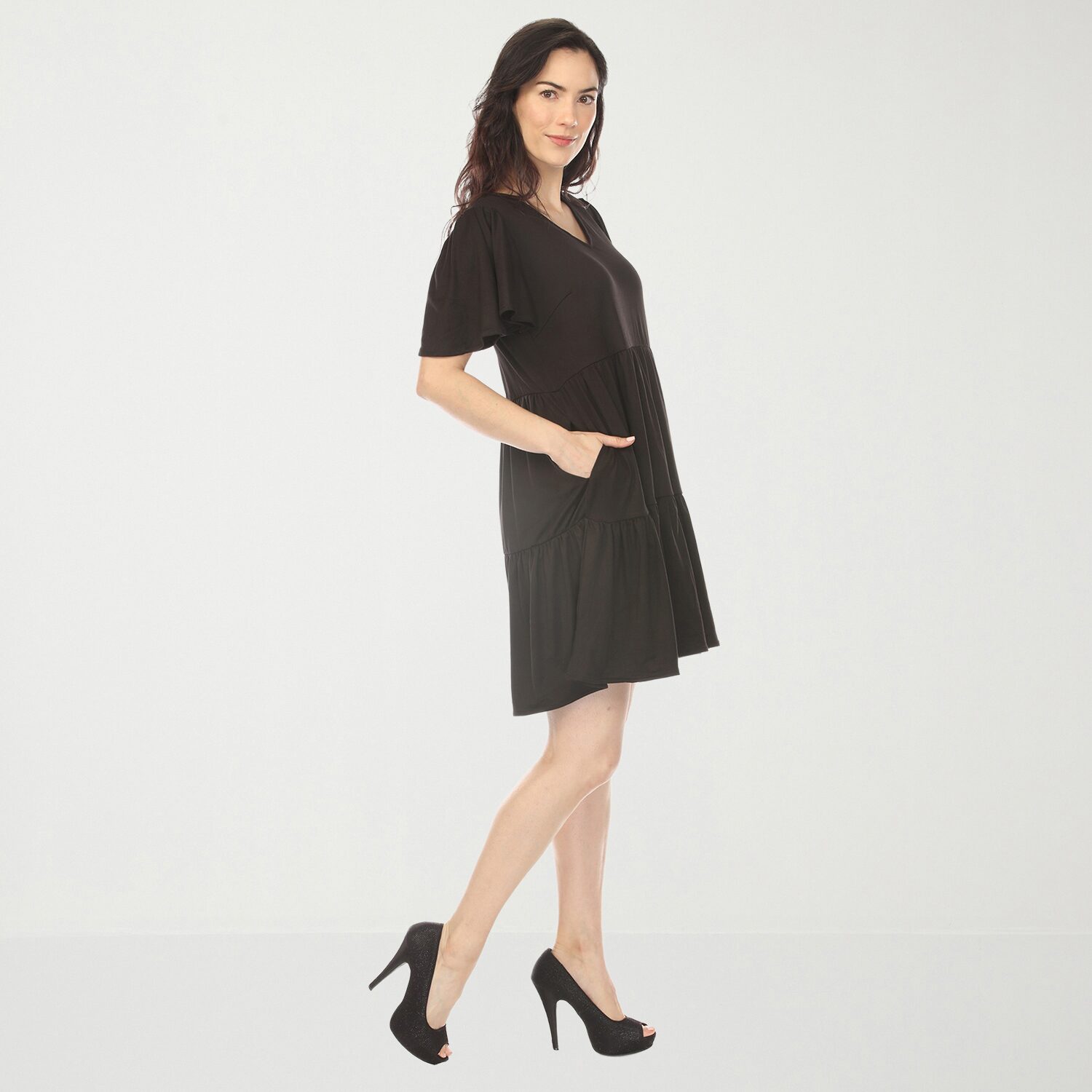 White Mark V-Neck Womens V Neck Short Sleeve A-Line Dress