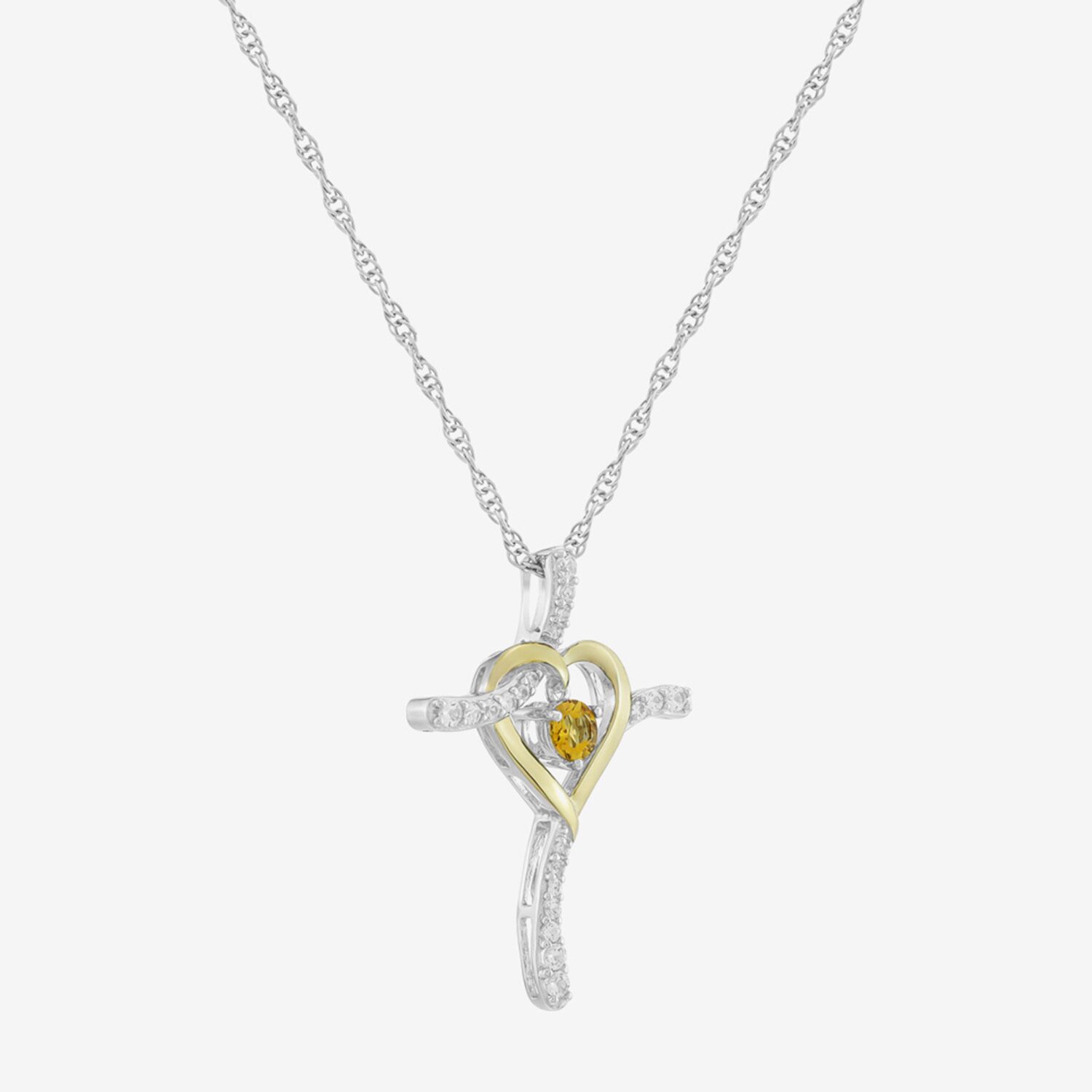 Limited Quantities! Womens Genuine Yellow Citrine 14K Gold Over Silver Sterling Silver Cross 20 Inch Pendant Necklace