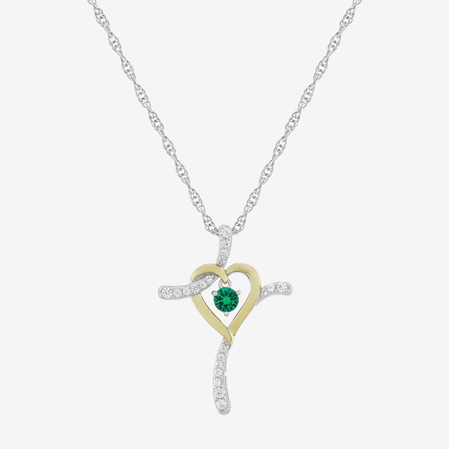 Limited Quantities! Womens Lab Created Green Emerald 14K Gold Over Silver Sterling Silver Cross 20 Inch Pendant Necklace