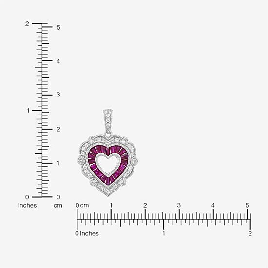 Limited Quantities! Womens Lab Created Red Ruby Sterling Silver Heart 18 Inch Pendant Necklace
